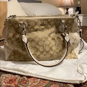 Coach Leather Canvas Carryall Light Khaki Chalk